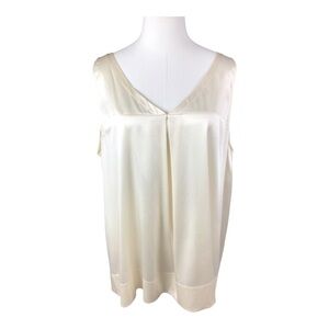 Eileen Fisher Silk Cream Ivory V-Neck Sleeveless Blouse XL